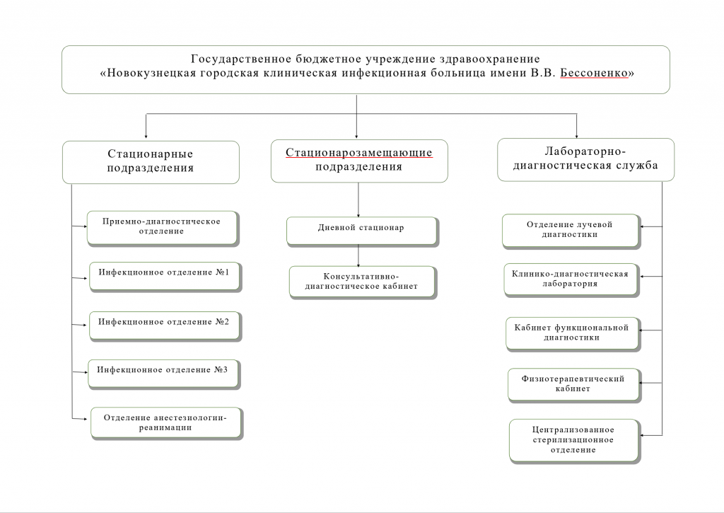 Структура Государственного бюджетного учреждения здравоохранения «Новокузнецкая городская клиническая инфекционная больница имени В.В. Бессоненко»